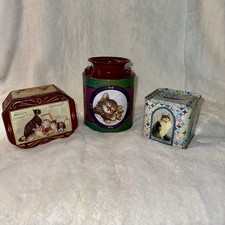 Lot Of 3 Collectible Vintage Cat Tins/ Bank picture