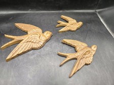 Burwood Swallows Birds in Flight Hanging Plaques Vintage Set of 3 USA 1980's picture