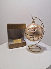 Dillard's Trimmings Glass Blown Ball Ornament Hand Painted Italy Gold Bird New picture