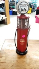 RED Route 66 Gas Pump FIRE CHIEF Metal  14.2 x 3.8 inch Decor picture