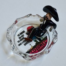 Vintage Cozumel Mexico Glass Ashtray Kitsch Mexican Figure To Drink or Not To picture