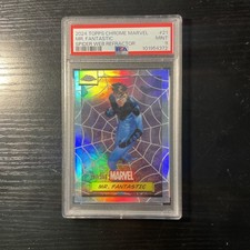 2024 Topps Chrome Marvel Mr. Fantastic #21 Spider Web Refractor  #/399 PSA 9 picture