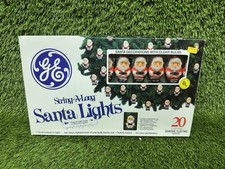 Vintage GE String-A-Long 20 Mini Blow Mold Santa Christmas Lights Sets TESTED picture