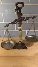 Family Heirloom: Vintage Italian Apothecary Scale with Green Marble Center picture