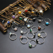 1pc Adjustable Chakra Crystal Ring Gemstone Mini Round Beads Quartz Jewerly Gift picture