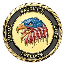 Flag Freedom Eagle in Gold Honoring Our Veterans and Active-Duty Service Members picture