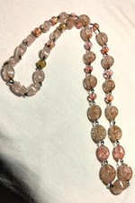 Vintage Venetian Fancy Sommerso Pink Glass Beads Beaded Necklace picture