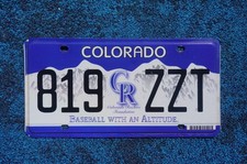 Authentic Colorado ROCKIES BASEBALL License Plate picture