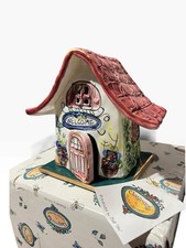 Blue Sky Clayworks Welcome Tea Light House Heather Goldminc Vintage Ceramic Box picture