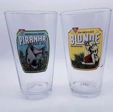 New BJ's Brewhouse Restaurant Piranha & Blonde Pale Ale Beer Glass 16oz Old Logo picture