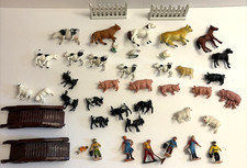 Vtg Plastic Farm Animal People Figure Lot 40+ Pcs Bridges Train Board Layout HK picture