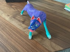Large cat One of a kind wood hand-carved ALEBRIJE from Oaxaca, México. Signed picture