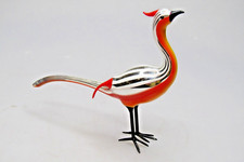 Antique VTG Glass Bimini Annealed Stripe Pheasant Bird Christmas Ornament German picture