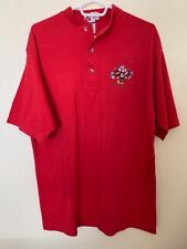 Vintage Disney Epcot Mickey Mouse Collarless Polo Red size large 100% Combed Cot picture