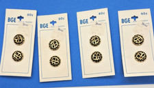 Vintage BGE Gold Tone Shank Buttons on Original Cards Geometric Design lot of 4 picture