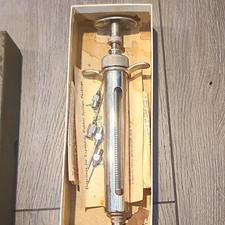 Vintage Anchor Serum Co 20cc Veterinary Syringe Box Needles Instructions picture