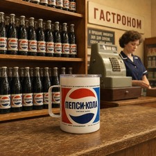 Retro USSR Soviet Pepsi-Cola 13oz Stainless Steel Travel Mug with Lid –... picture