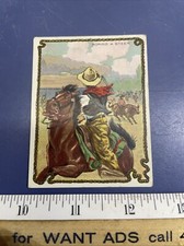 1909 T53 Hassan Cigarettes Cowboy Series #1-50 Trading Card Roping A Steer picture