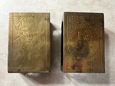 ANTIQUE CHINESE MATCH BOX HOLDERS FIGURE ENGRAVED, HANDMADE & LONGEVITY SYMBOL picture