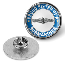 Proud Sister of a Submariner Silver Dolphins Round Military Lapel Pin - Silver picture