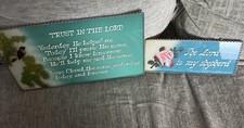 Vintage Hanging Glass Scripture Plaque Lot picture