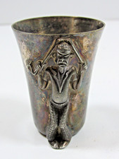 Vintage Reed & Barton Bar 2 Oz Cocktail Shot Glass Silver Tone Angary Golfer #A4 picture