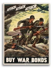 “Attack Attack Attack” 1942 Vintage Style World War 2 Poster - 18x24 picture