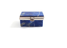 Vintage Morita Gil Chile Signed Lapis Lazuli Vanity Trinket Pill Ring Box picture