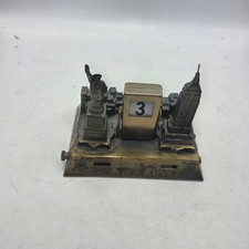 Vintage New York City Perpetual Desk Calendar Statue Liberty Empire State Brass picture