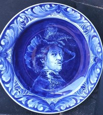 Delft Blue DELFTS BLAUW Rembrandt Self Portrait Plate 10.5