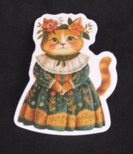 Adorable Anthromorphic Cat In Dress Sticker 2.25