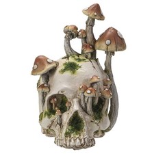 Pacific Giftware Skull with Mushrooms Figurine 8.27in Resin Halloween Decor picture