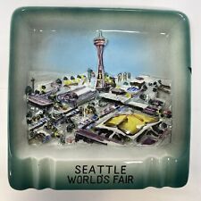 Seattle Worlds Fair Ashtray MCM Space Needle Ceramic Bar Ware *Read Flaws picture