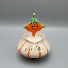 Vintage 1958 Holt Howard Pixieware Ketchup Jar Tomato Head Spoofy Spoon MCM picture