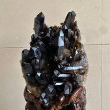63LB Natural Black Smoky Quartz Crystal Cluster Mineral Specimen Backbon heal picture