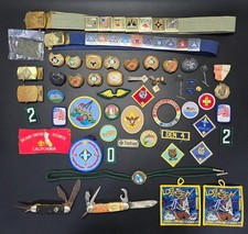 Boy Scouts of America 1980s Lot Patches Badges Pins Medals Neck Slides Beads picture