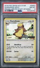2018 Pokemon SPANISH Sol Y Luna Ultra Prism Gumshoos Holo STAFF SM97 PSA 8 picture