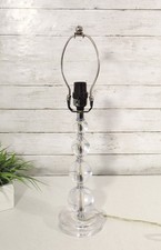 Vintage Lucite Stacked Ball Table Lamp With Clear Round Base – 21