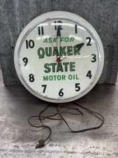Vintage Ask For Quaker State Motor Oil Clock Gas Station Sign Advertising picture