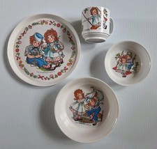 Raggedy Ann and Andy Dish Set Oneida Plate, Cup, Bowl, Dish 1969 picture