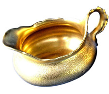 22Kt Gold Fraunfelter Porcelain Creamer USA Hand Etched Vintage Mint Fairycore picture