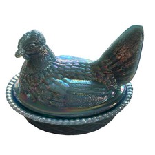 Mosser Rosso Georgia Blue Carnival Hen on Nest Chicken Split Tail on Woven Nest picture