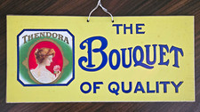 Antique 1920s Thendora Cigars Cardboard Advertising Sign Bouquet of Quality VTG picture