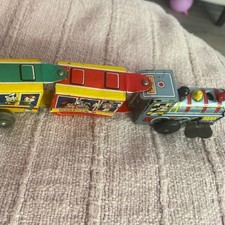 Rare Antique *Disneyland Tin Wind Up Train Mickey Mouse Donald Duck Toy Set picture