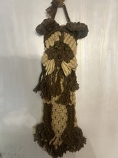 Vtg 1970s Macrame Dog Wall Hanging Schnauzer Terrier Boho Fiber Art picture