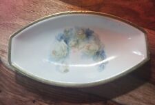 Vintage Germany White Rose Blue Floral Gold Trimmed Decorative Relish Dish  picture