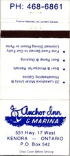 Anchor Inn & Marina 551 Hwy 17 West Kenora ON Vintage Matchbook Cover TMM23-7 picture