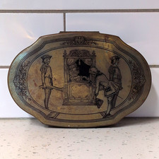 Schrafft's Boston Mass Gold Metal Candy Tin Box, Candy & Nuts Theme picture