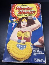Vtg 1978 Wilton Wonder Woman Cake Pan Set W/ Face Plate & Pan In Original Box picture