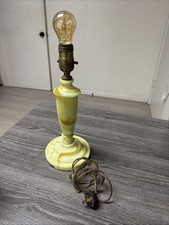 Vintage Houze Glass URANIUM SLAG GLASS TABLE LAMP Super Glow With Maker Sticker picture